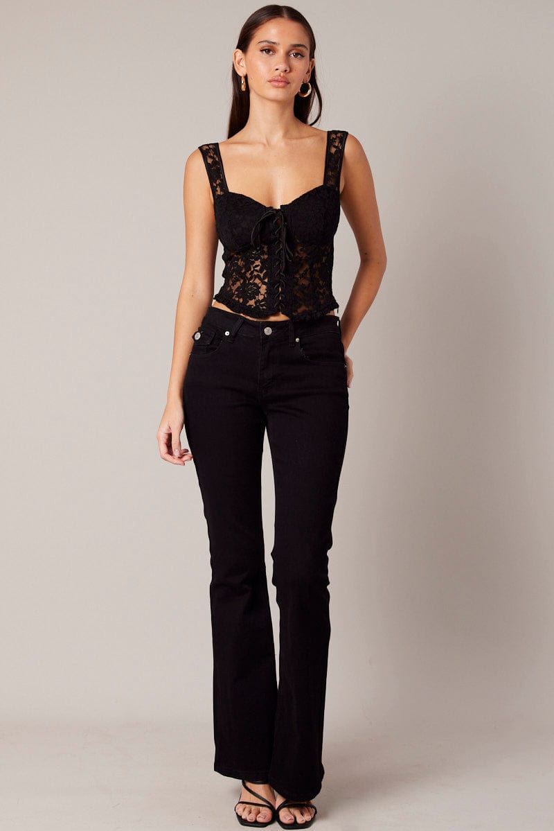 Black Lace Up Top Lace for Ally Fashion