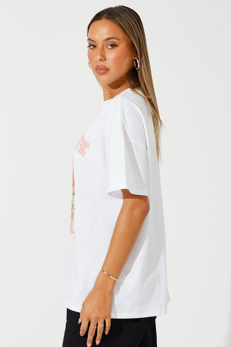 White Graphic Tee Western Cowgirl Oversized T-shirt for Ally Fashion