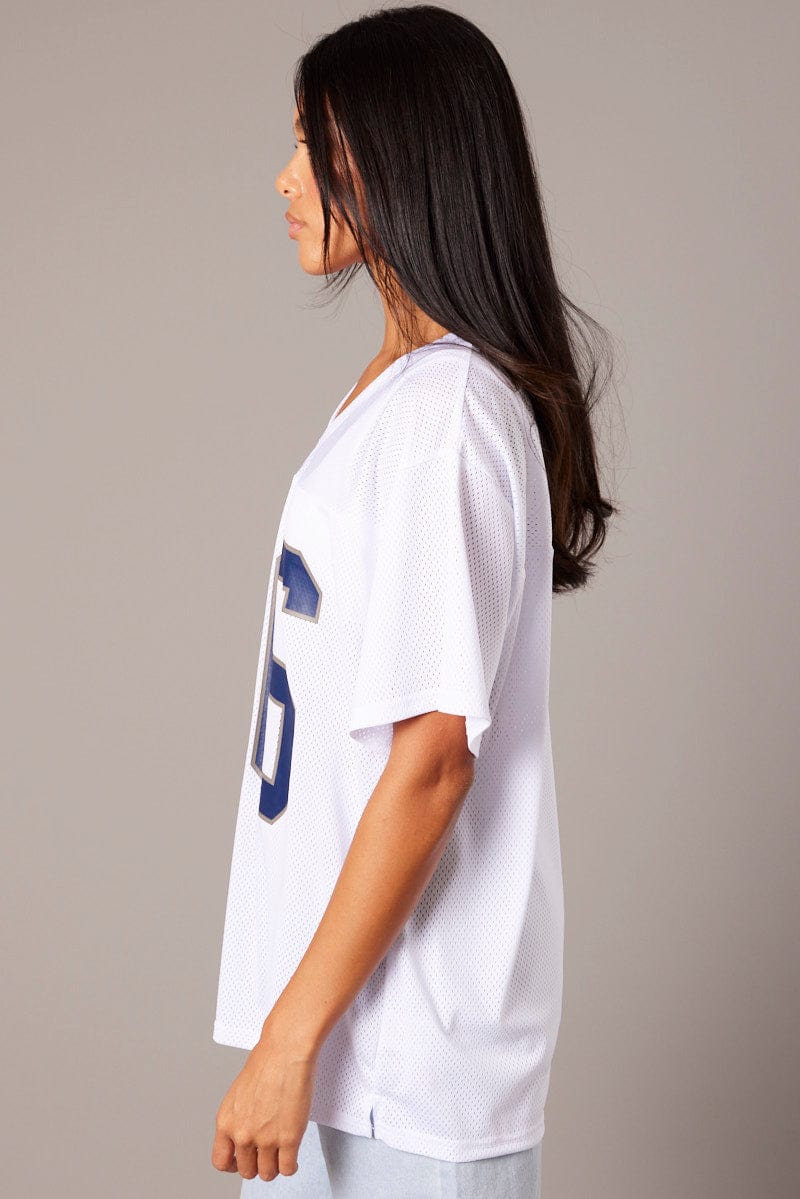 White Sports Tee Short Sleeve for Ally Fashion