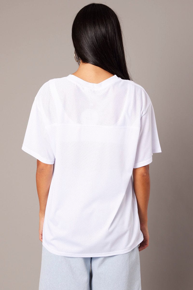 White Sports Tee Short Sleeve for Ally Fashion