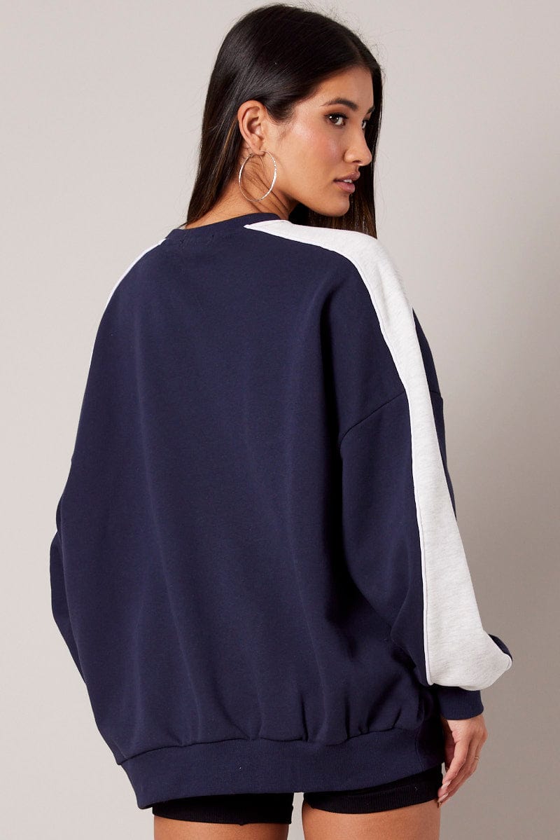 Blue Graphic Sweater Oversized for Ally Fashion