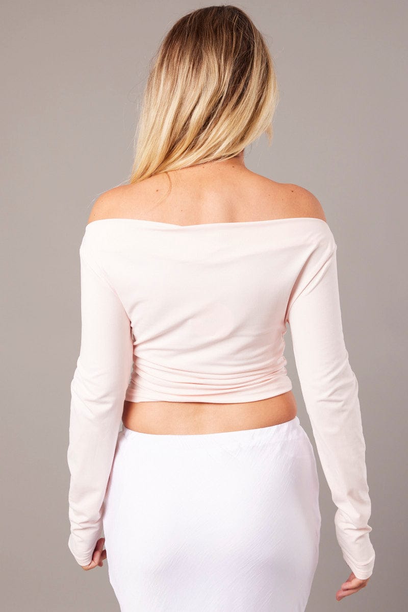 Pink Asymmetric Top Long Sleeve for Ally Fashion