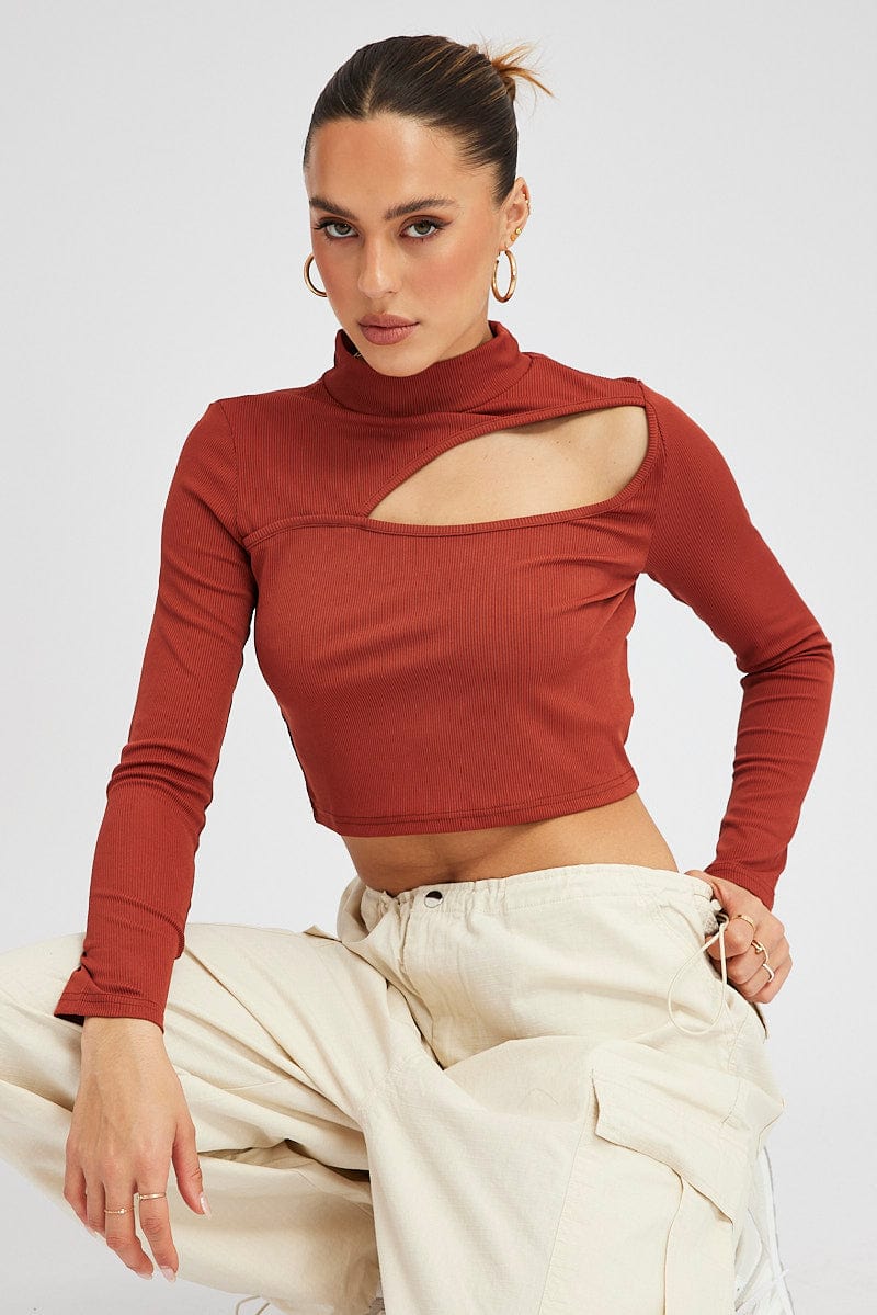 Beige Cut Out Top for Ally Fashion