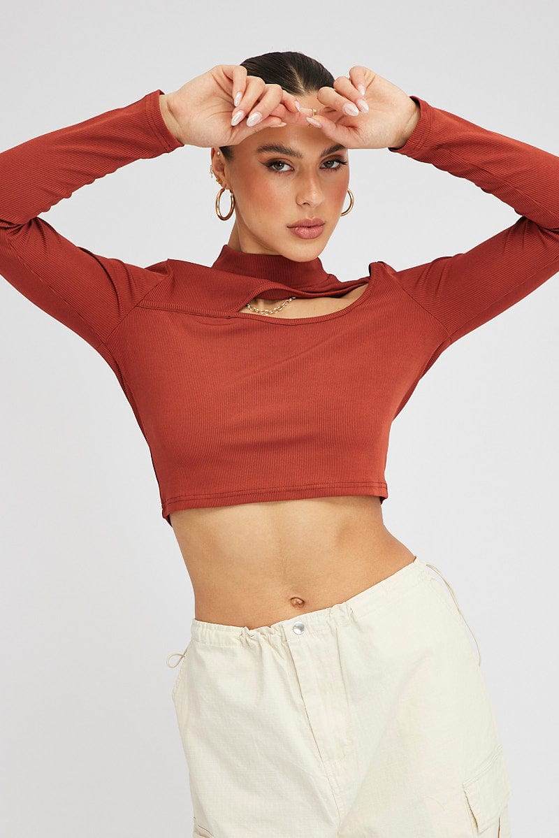 Beige Cut Out Top for Ally Fashion