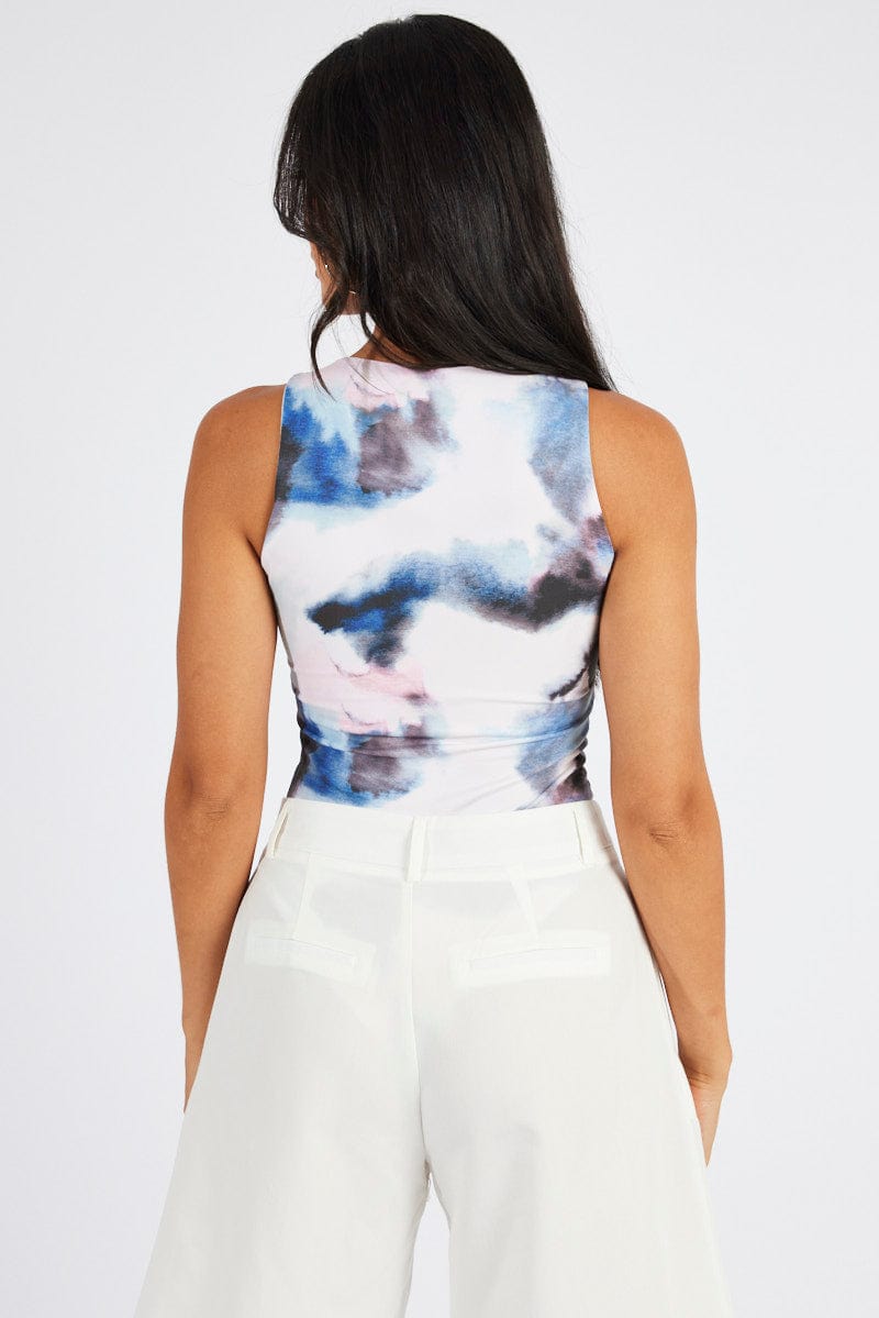 Multi Abstract Supersoft Bodysuit Sleeveless for Ally Fashion