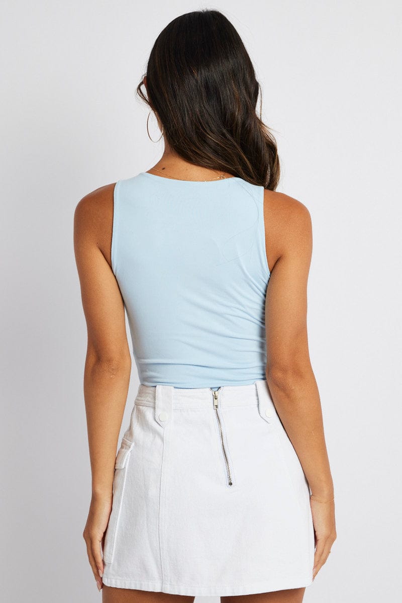 Blue Supersoft Bodysuit Sleeveless for Ally Fashion