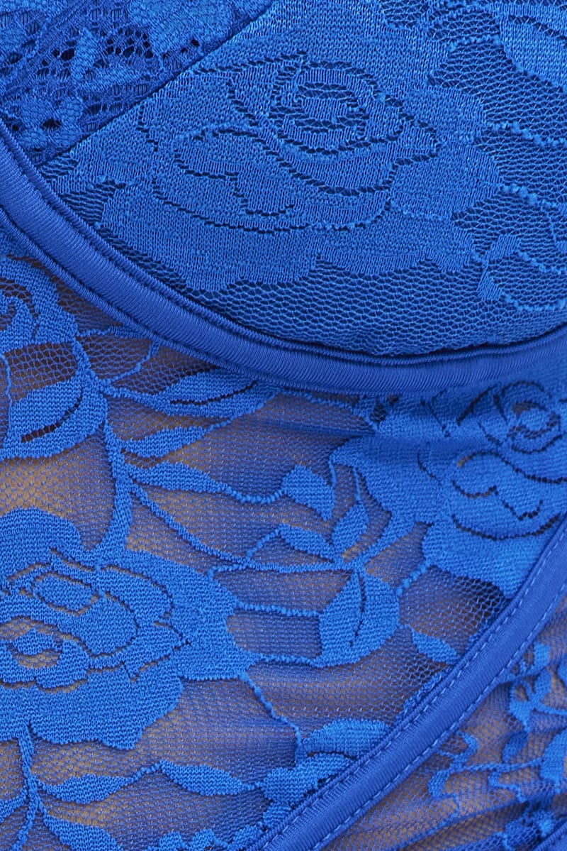 Blue Garter Corset Singlet Crop Lace | Ally Fashion