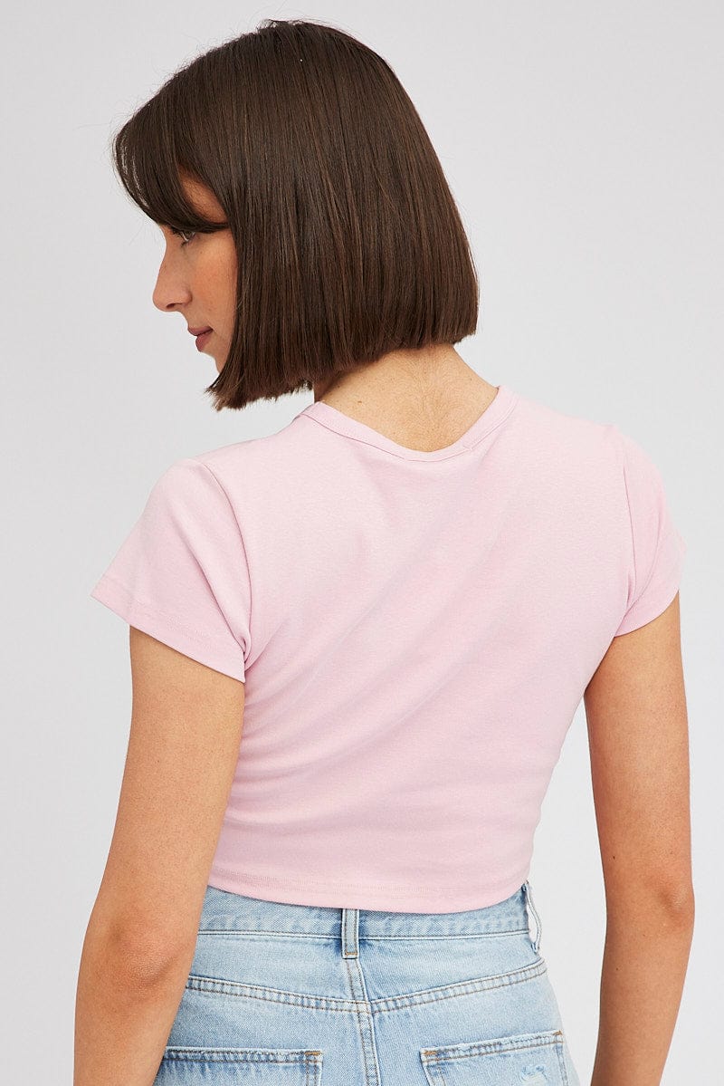 Pink Graphic Tee Short Sleeve for Ally Fashion