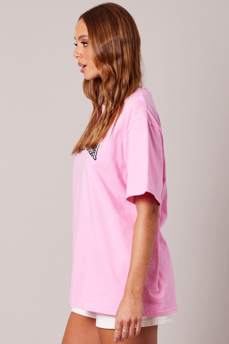 Pink Graphic Tee Short Sleeve for Ally Fashion