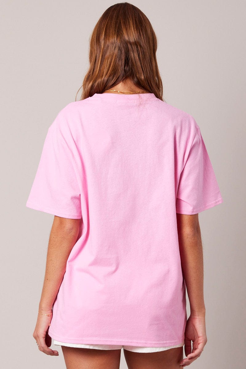 Pink Graphic Tee Short Sleeve for Ally Fashion