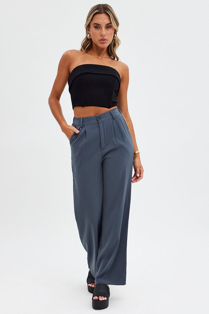 Black Bandeau Top Crop Ponte for Ally Fashion