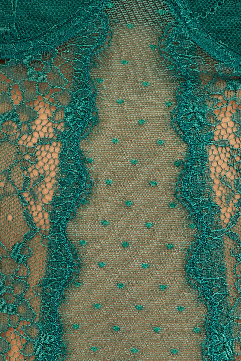 Blue Bodysuit Sleeveless Sweetheart Lace for Ally Fashion