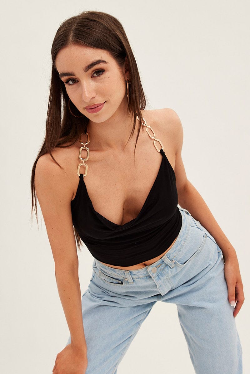 Black Halter Top Jersey for Ally Fashion