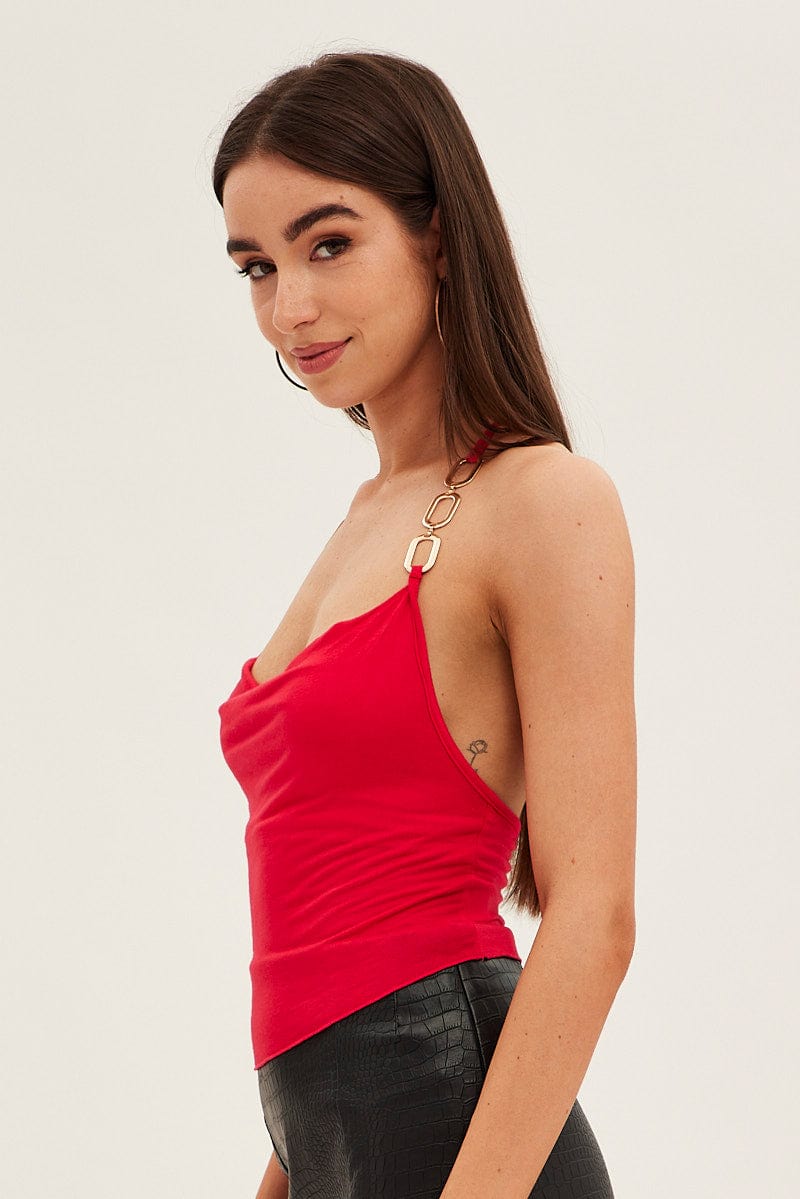 Red Halter Top Jersey for Ally Fashion