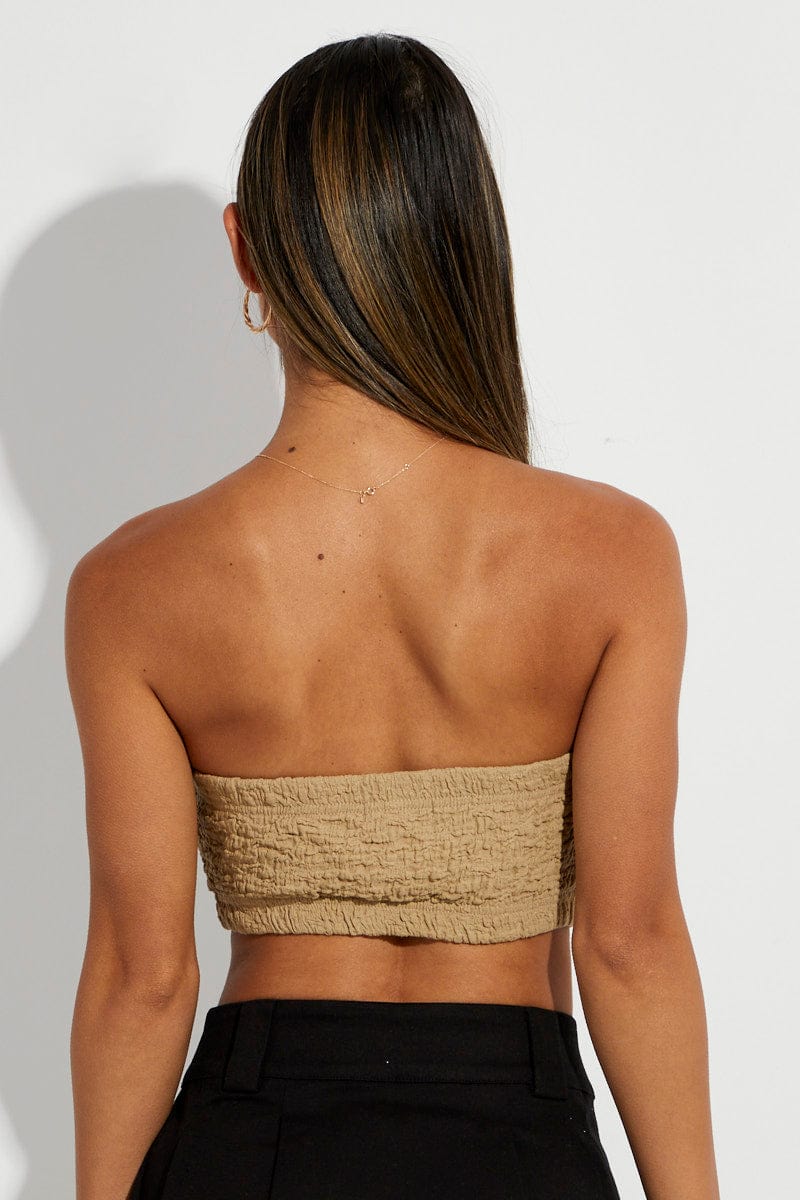 Beige Bandeau Top Textured for Ally Fashion