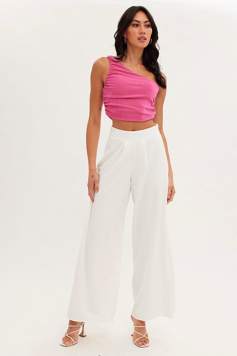 Pink Top One Shoulder Sleeveless Slinky for Ally Fashion