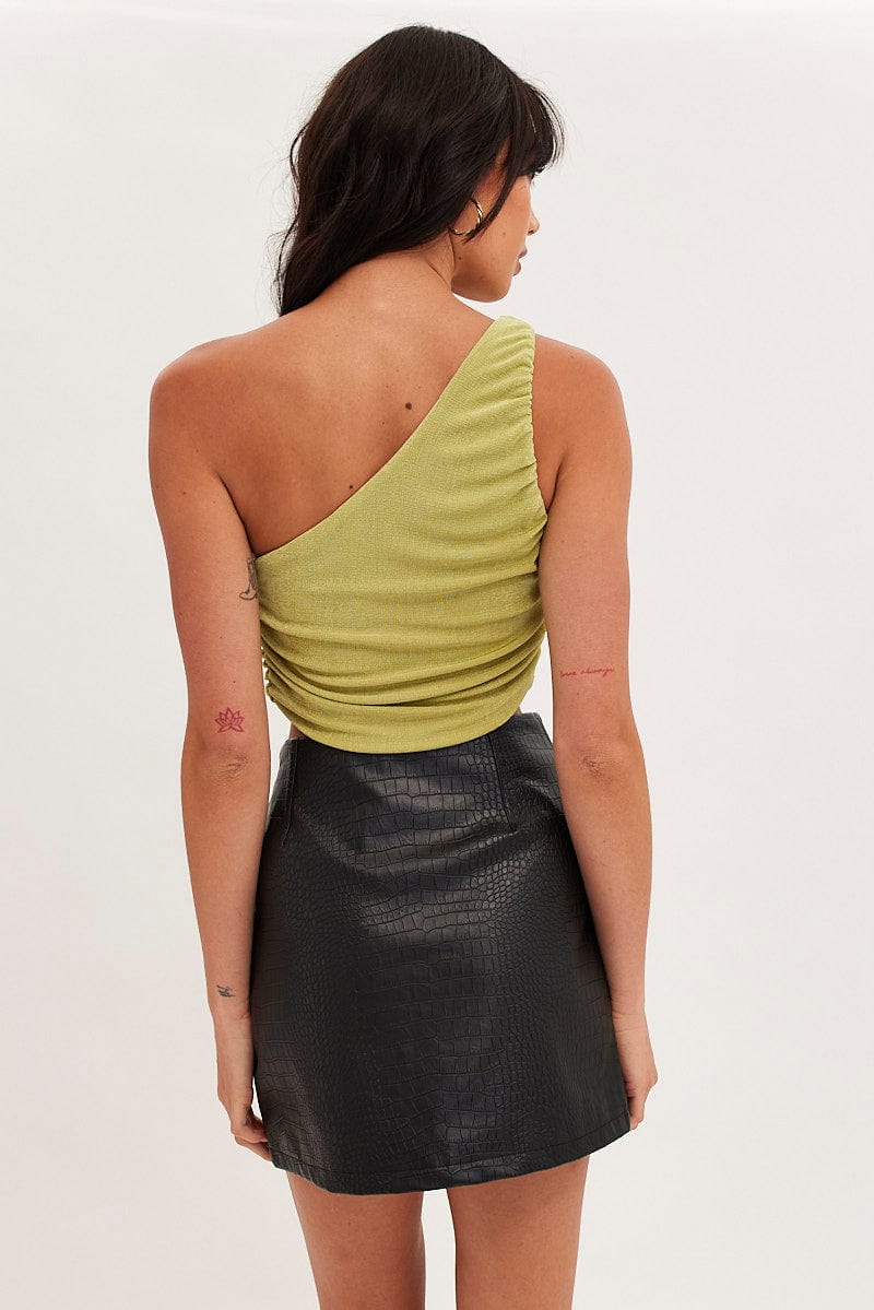Green Top One Shoulder Sleeveless Slinky for Ally Fashion