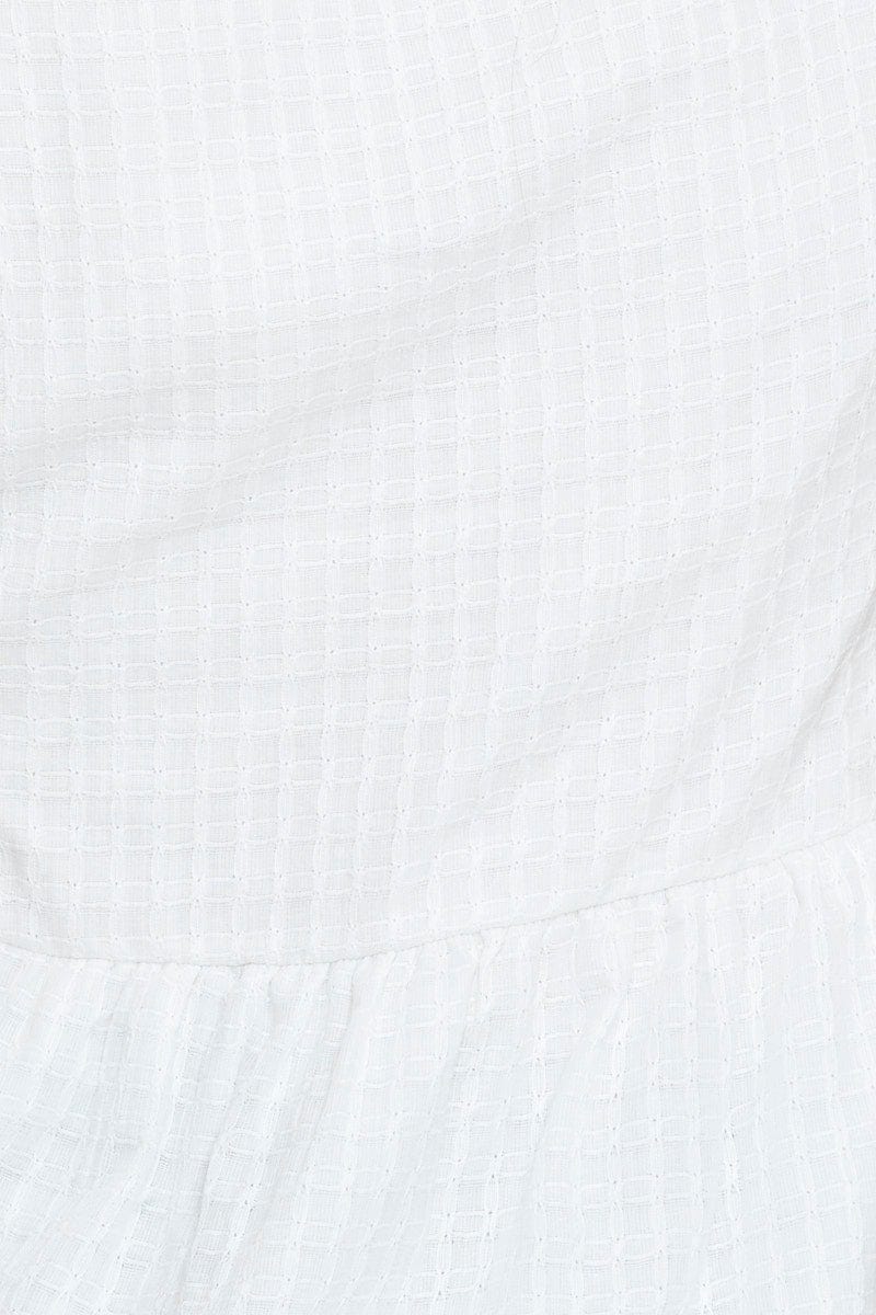 KAFTAN White Peplum Top Short Sleeve V-Neck Button Front for Women by Ally