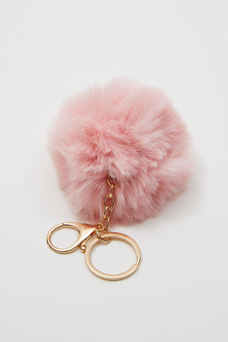 Pink Furry Pearl Initial Coin Purse Keyring - A