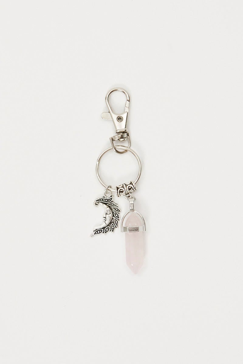 KEYRING Pink Natural Stone Keyring for Women by Ally