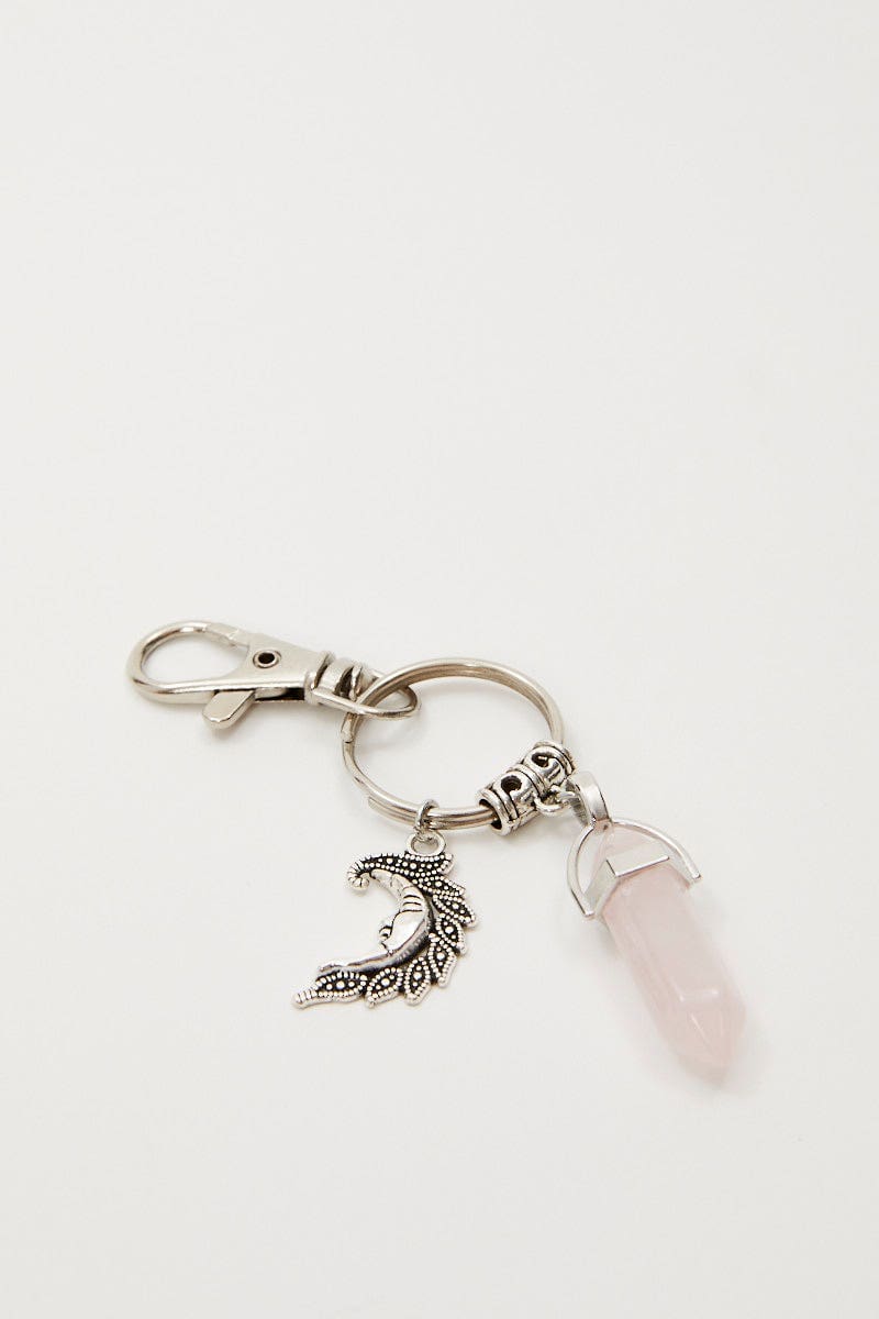 KEYRING Pink Natural Stone Keyring for Women by Ally