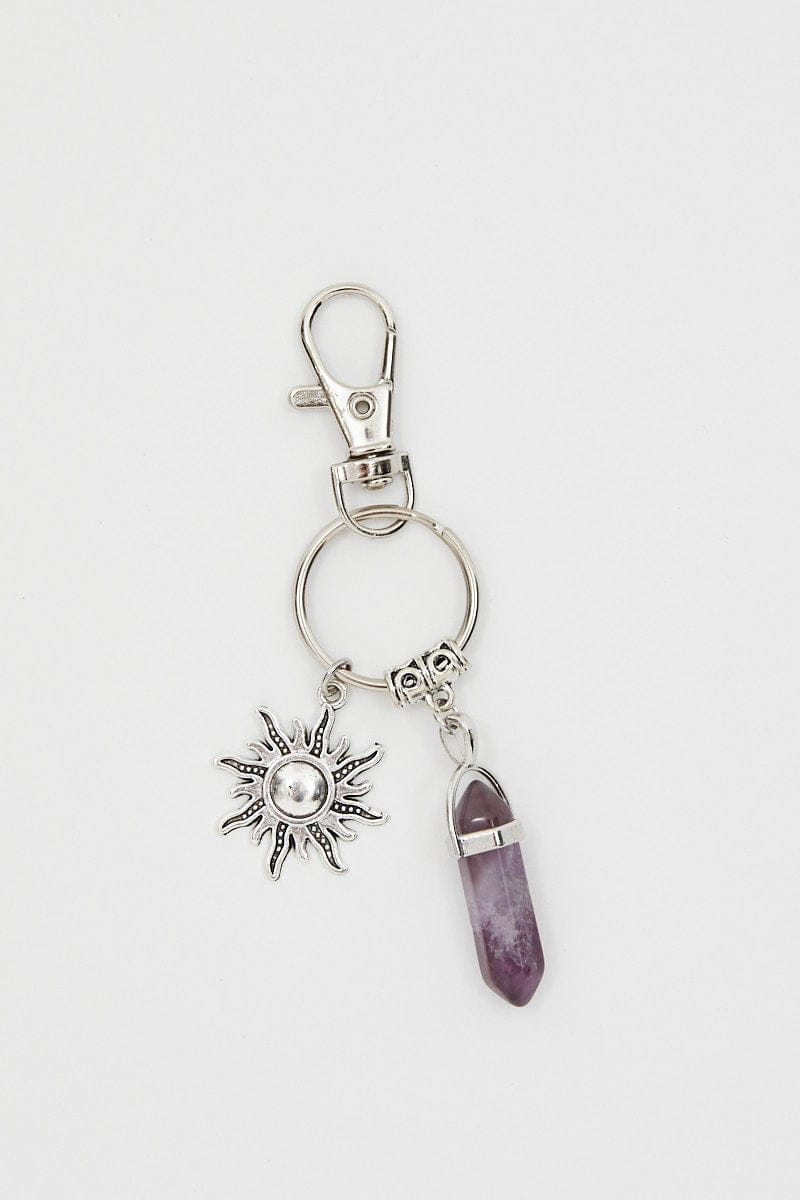 KEYRING Purple Christmas Crystal Key Ring On Carding for Women by Ally