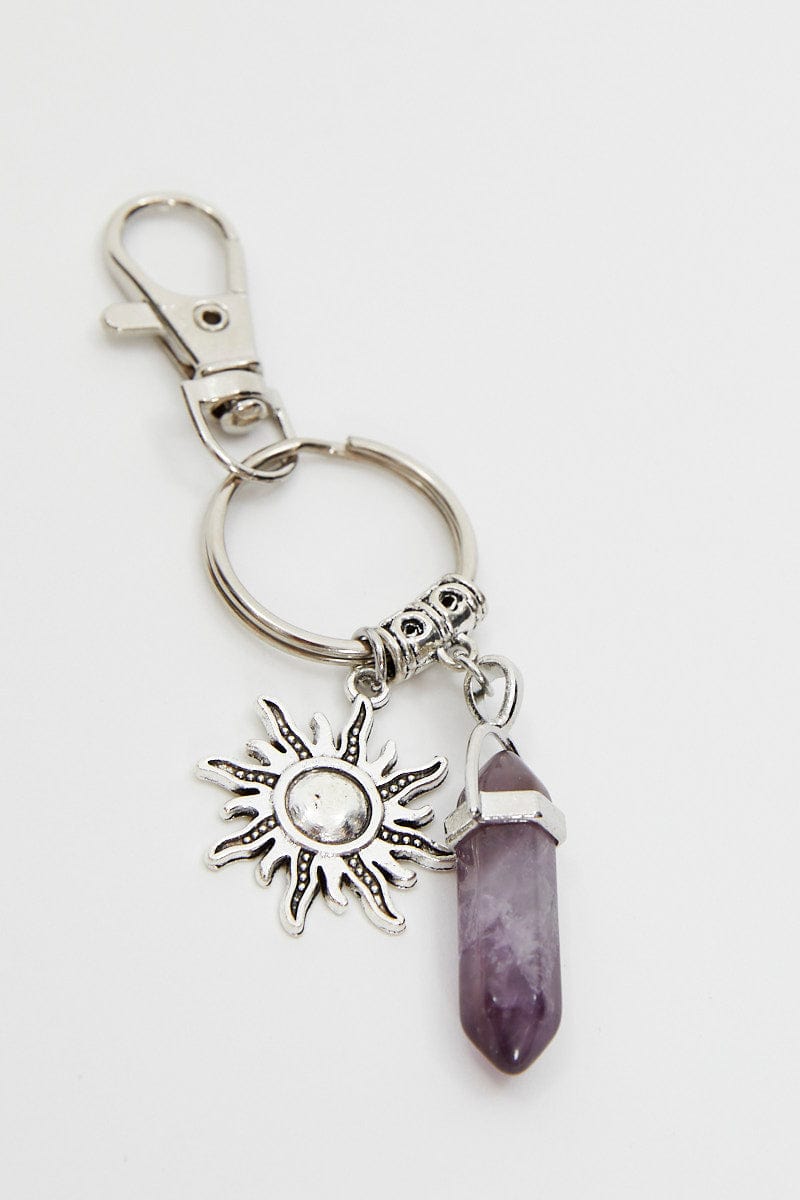 KEYRING Purple Christmas Crystal Key Ring On Carding for Women by Ally