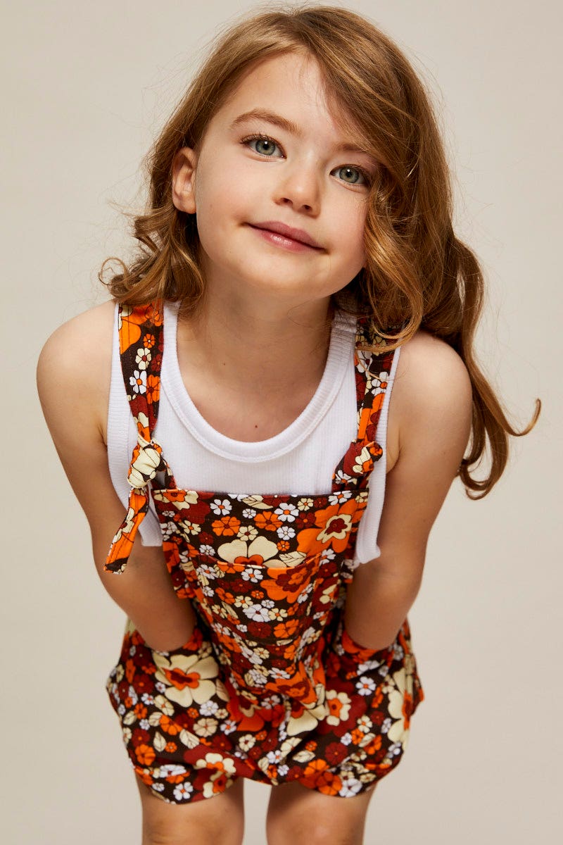 KIDS DRESS Print Kids Linen Blend Floral Playsuit for Women by Ally