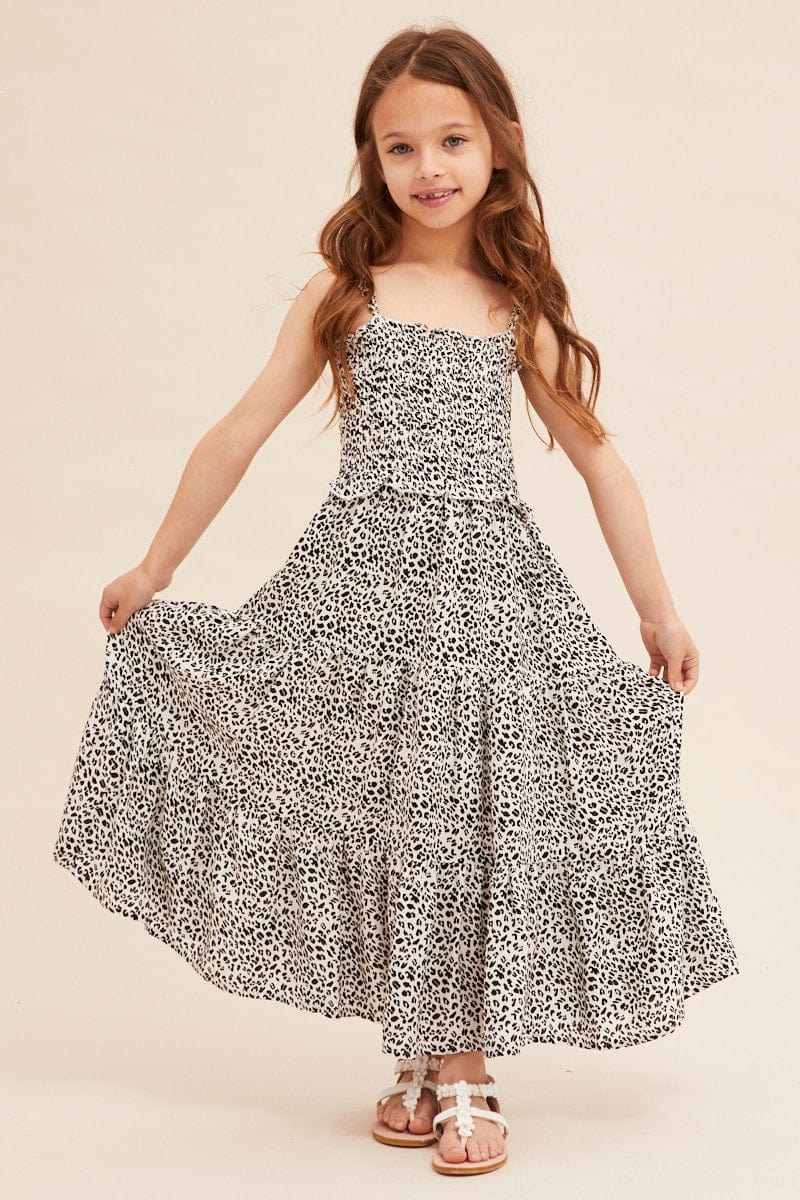 KIDS DRESS Print Kids Midi Dress Singlet Tiered for Women by Ally