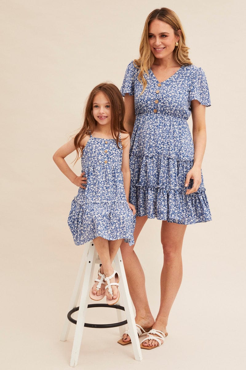 KIDS DRESS Print Kids Sleeveless Button Front Dress for Women by Ally