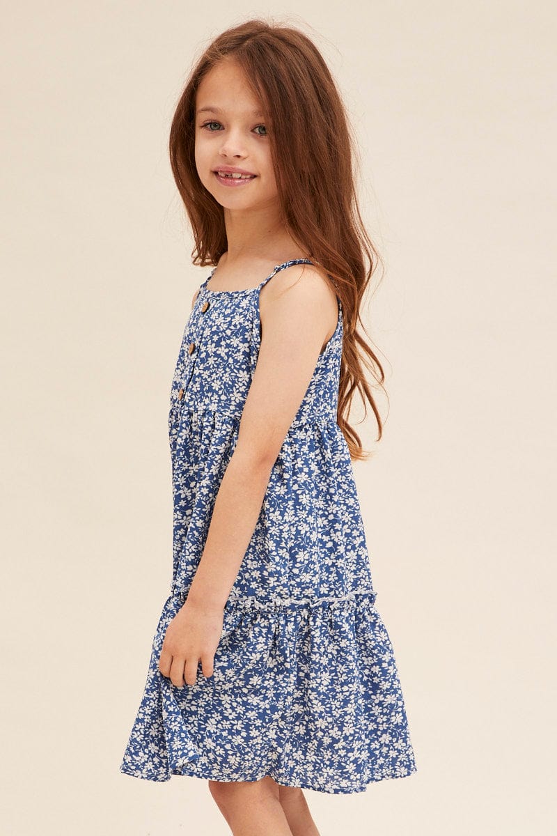 KIDS DRESS Print Kids Sleeveless Button Front Dress for Women by Ally
