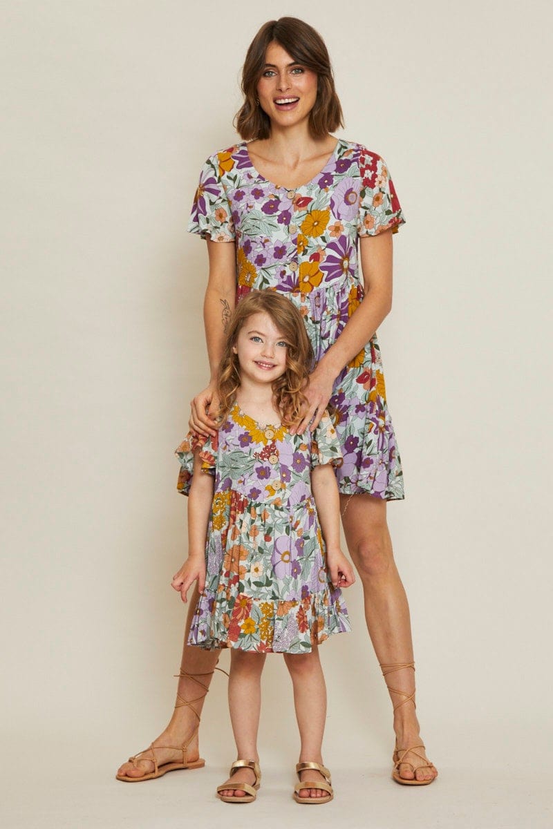 KIDS DRESS Print Midi Dress for Women by Ally