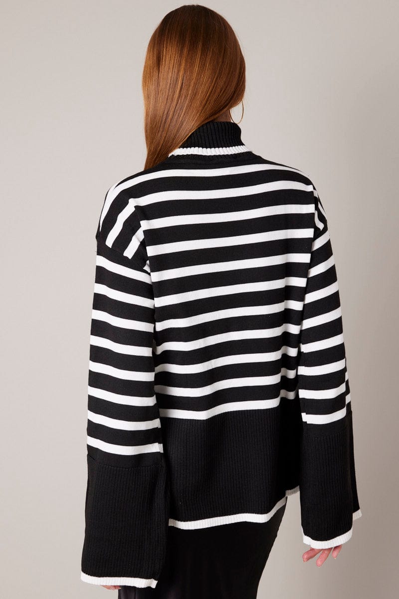 Black Stripe Knit Jumper for Ally Fashion