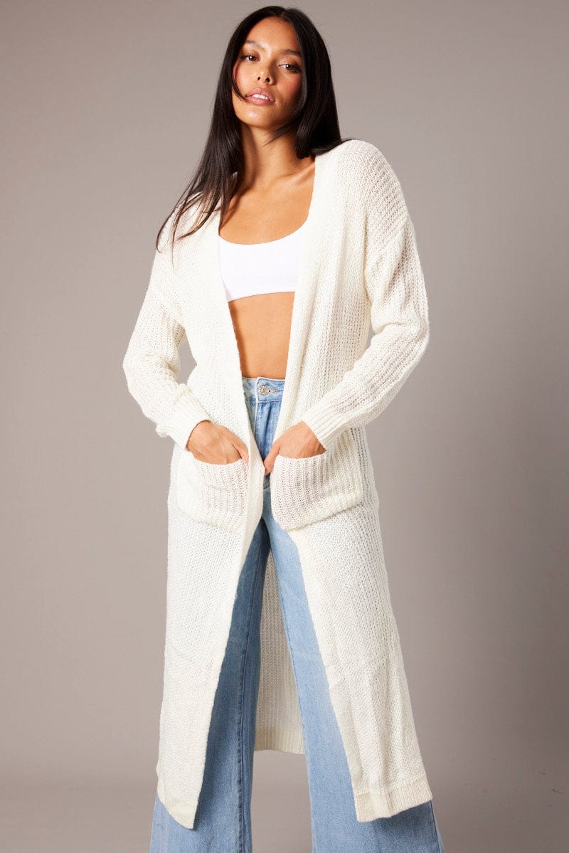 White Knit Cardigan for Ally Fashion