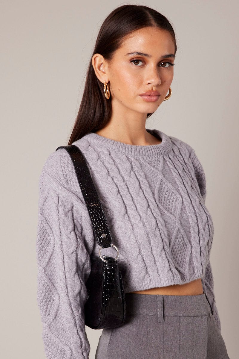 Grey Cable Knit Jumper for Ally Fashion