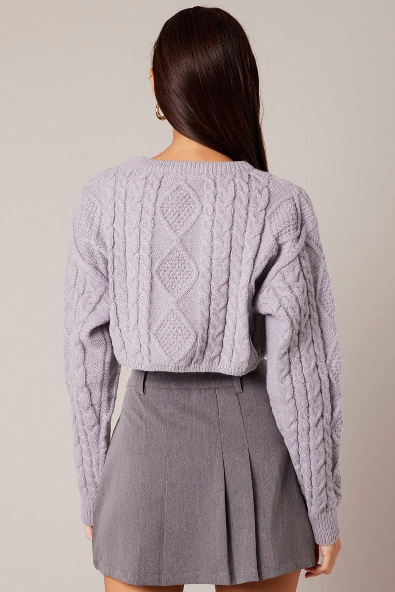 Grey Cable Knit Jumper for Ally Fashion
