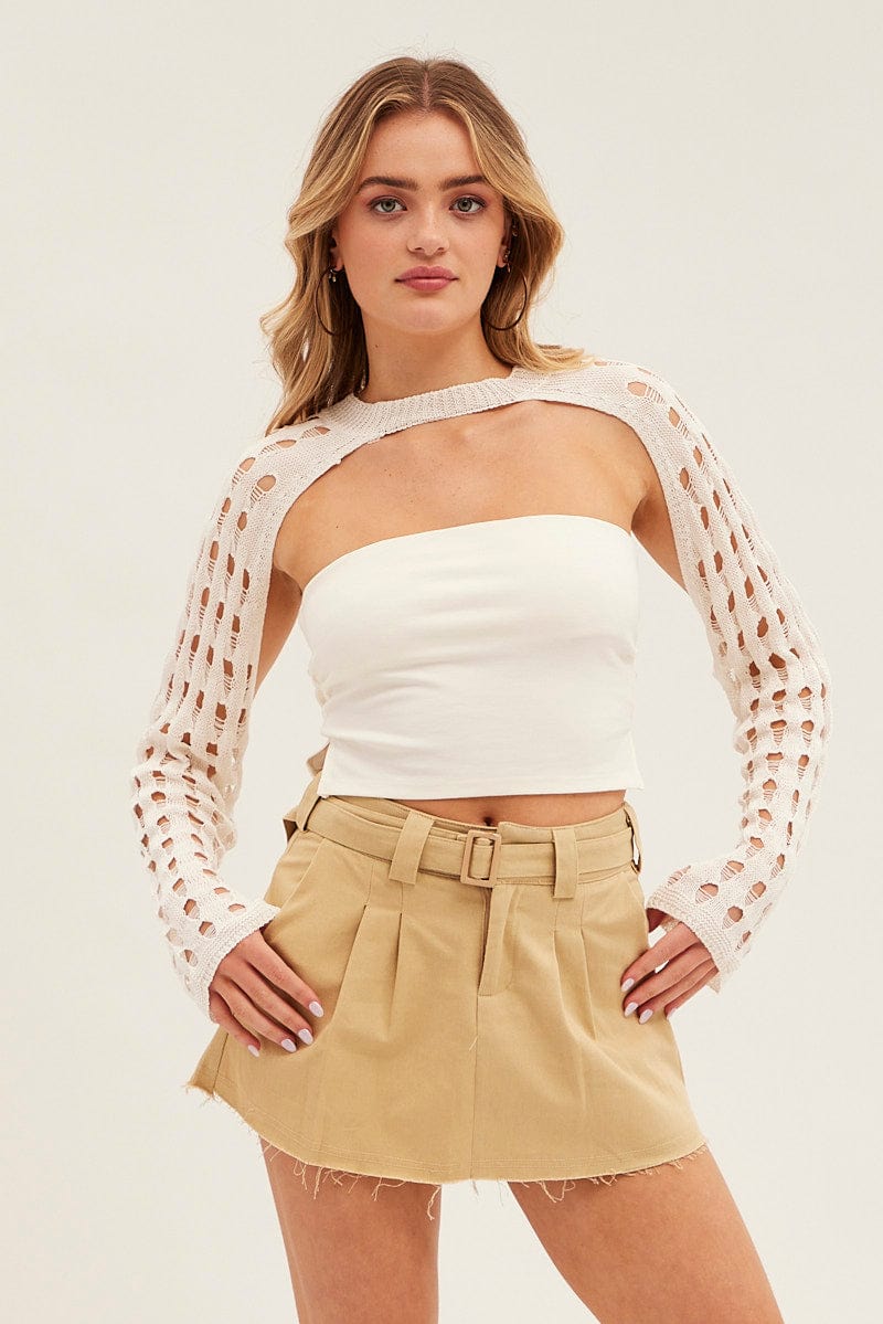 White Crochet Knit Top for Ally Fashion