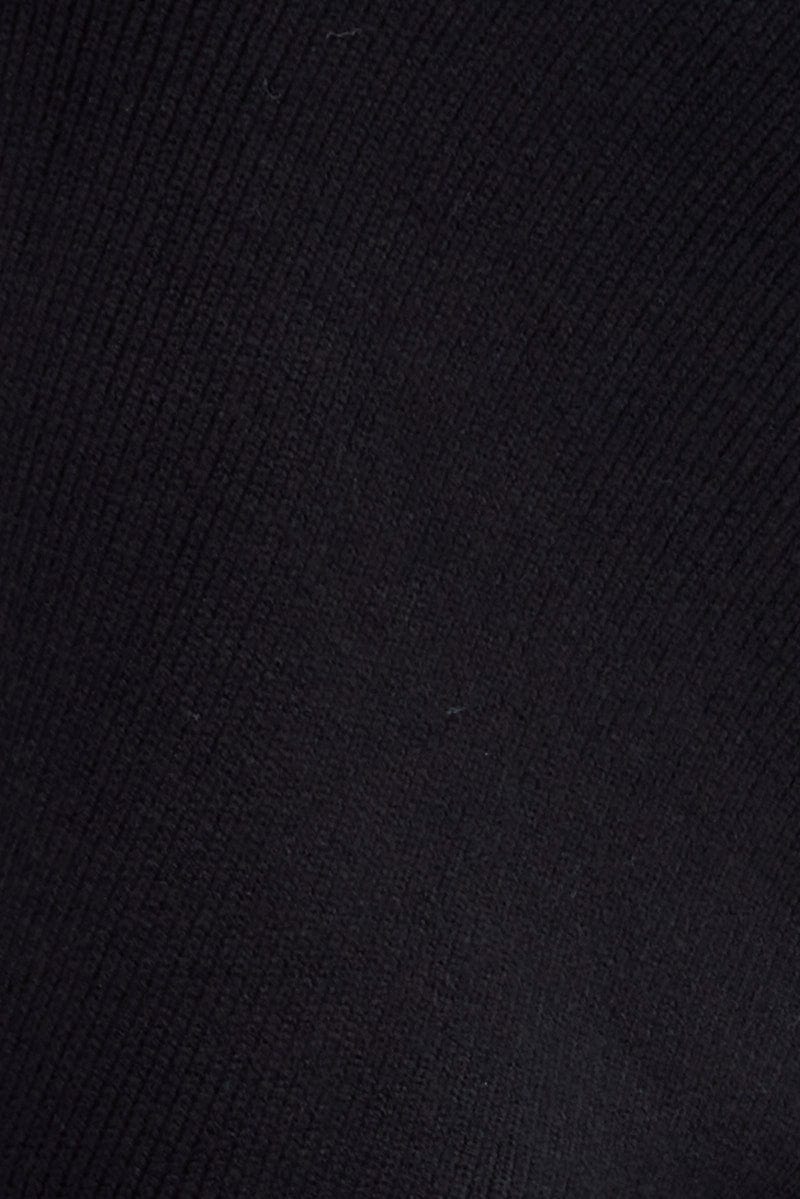 Black Knit Top Long Sleeve Cross Over for Ally Fashion