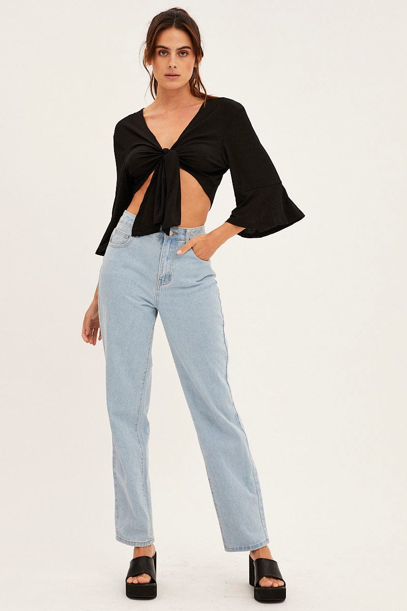 Black Crop Cardigan Tie Up for Ally Fashion