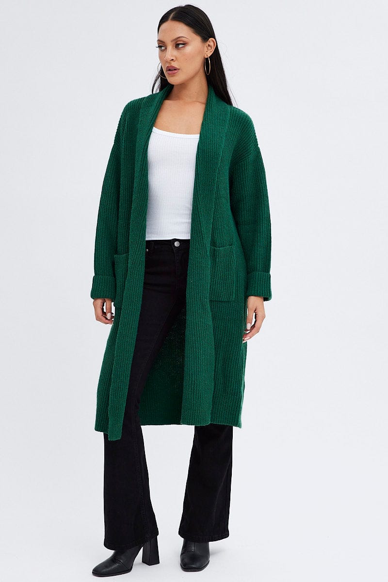 Green Longline Cardigan for Ally Fashion