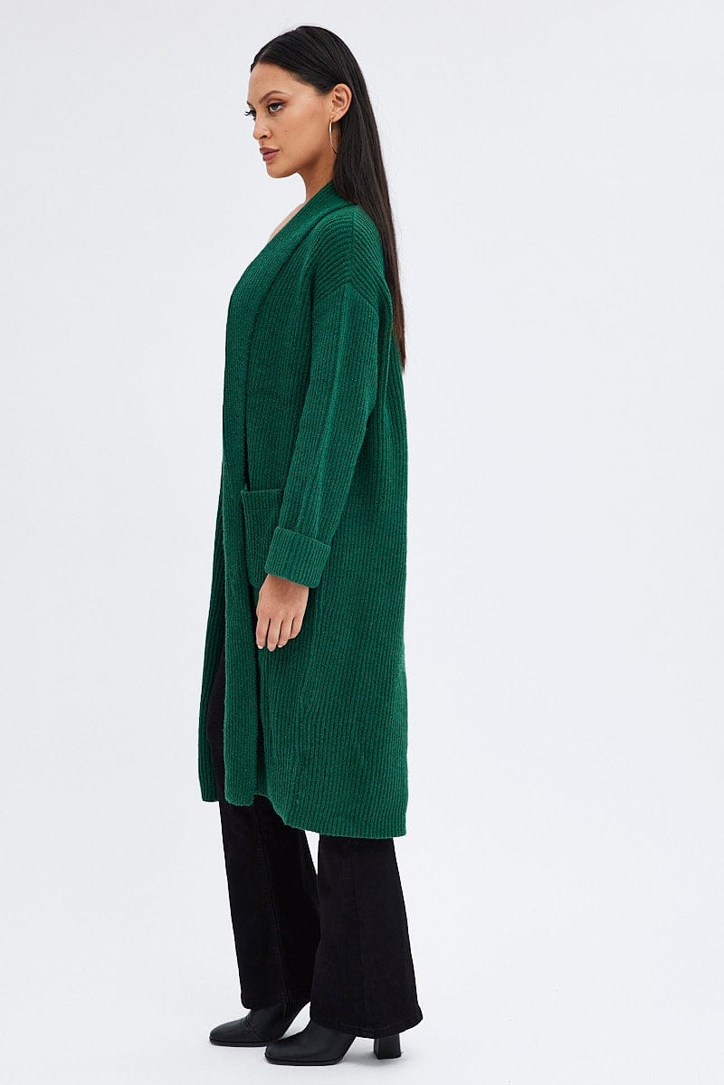 Green Longline Cardigan for Ally Fashion