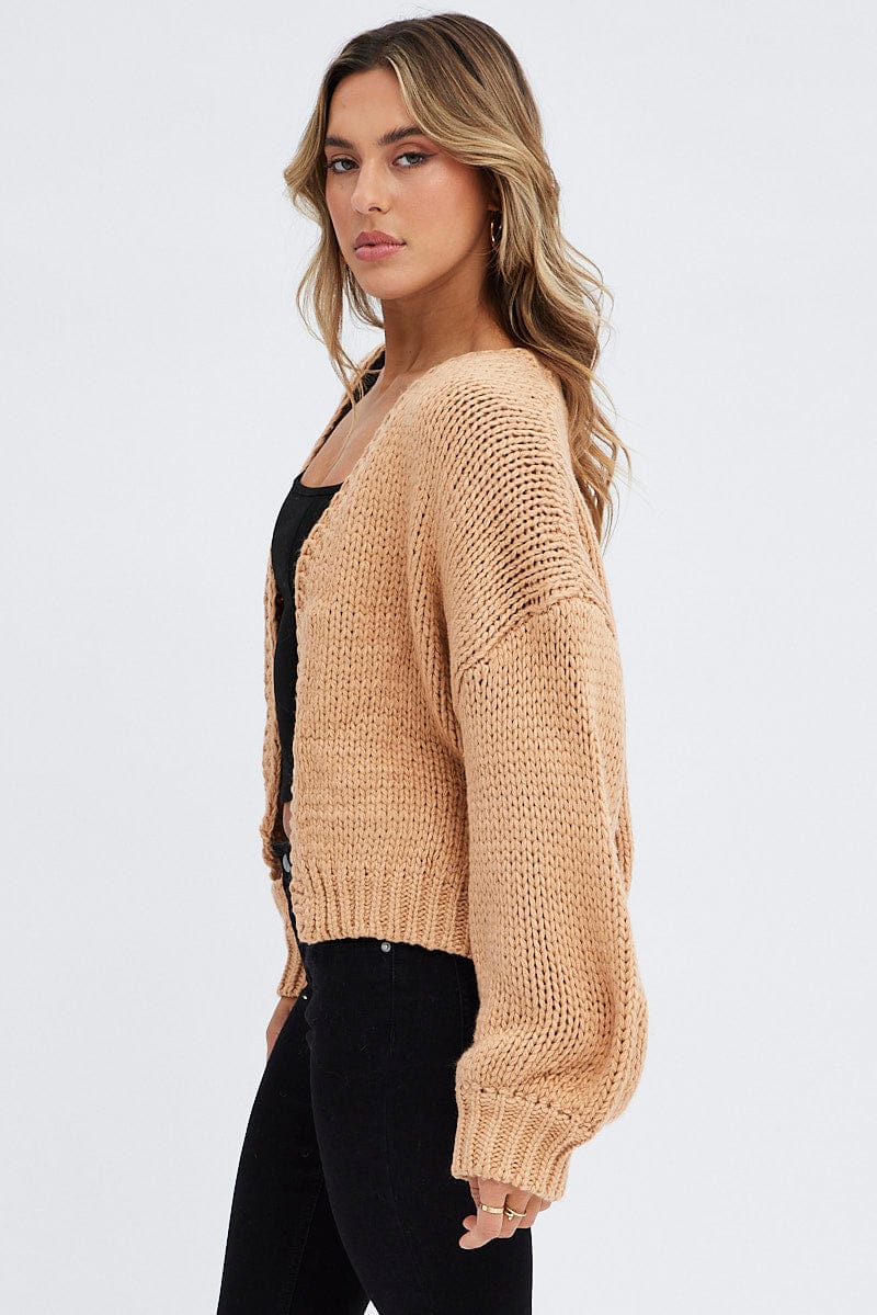 Beige oversized outlet cardigan