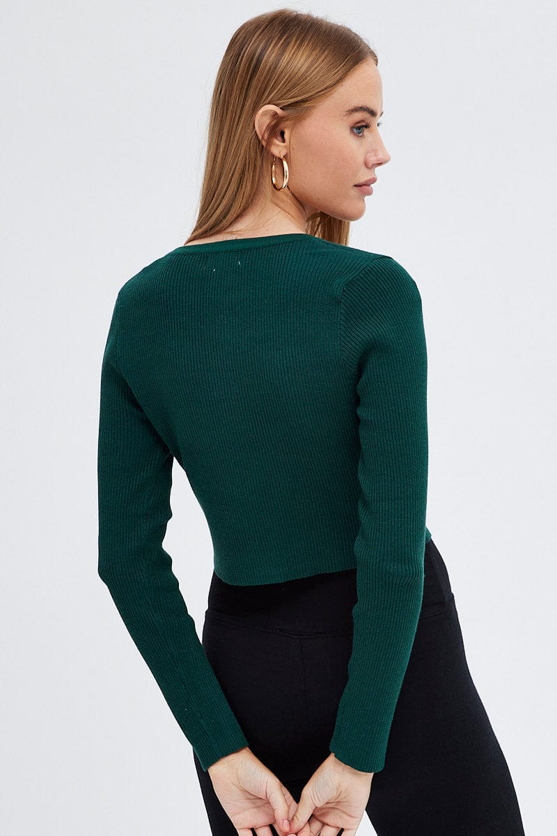 Green Knit Cardigan Zip up for Ally Fashion