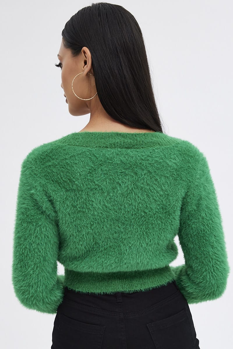 Green Fluffy Cardigan for Ally Fashion