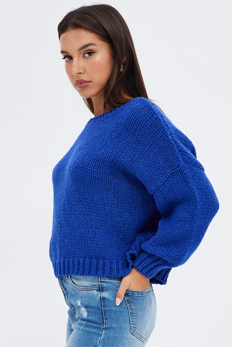 Blue Oversized Sweater for Ally Fashion