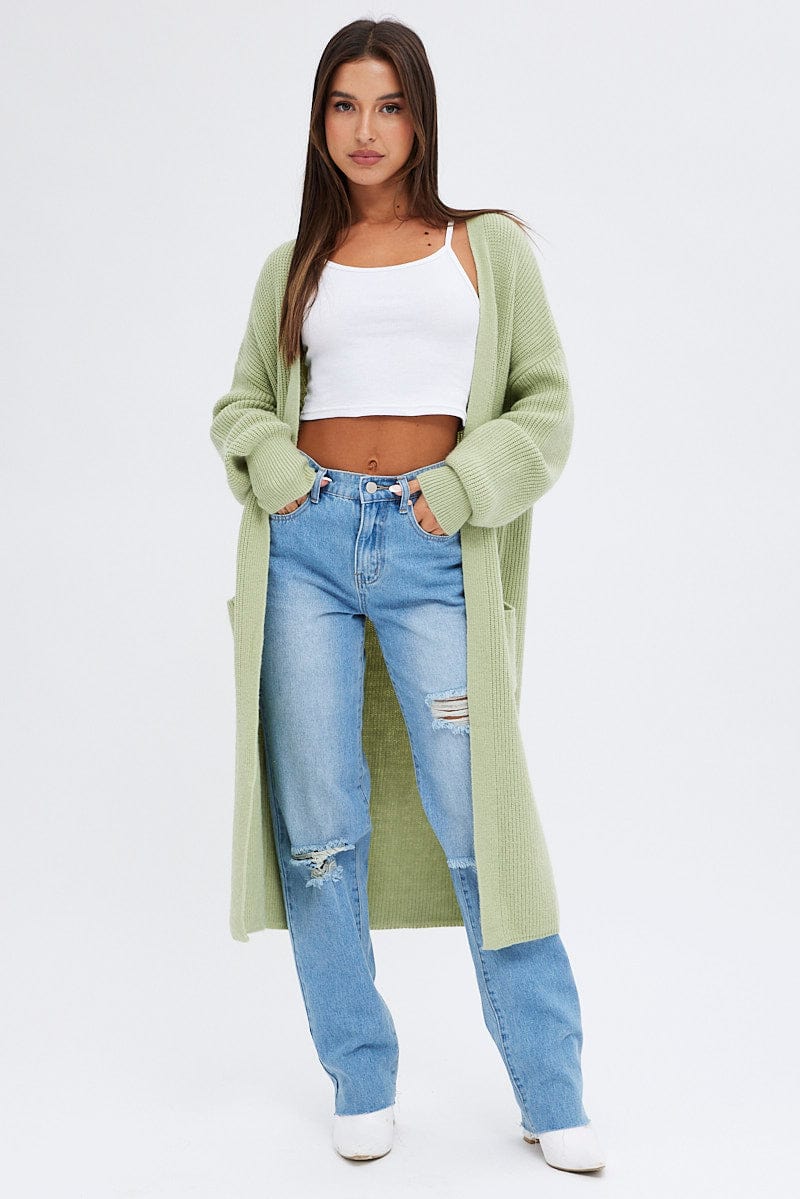 Green Longline Cardigan for Ally Fashion