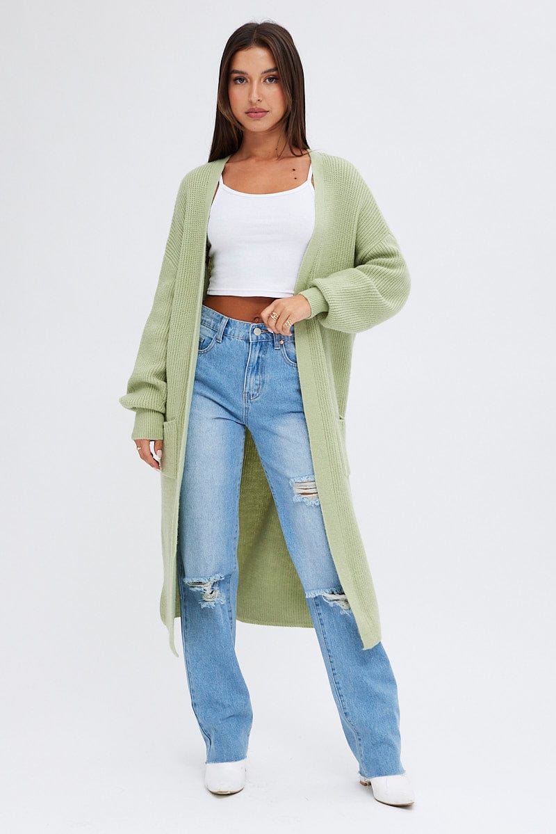 Green Longline Cardigan for Ally Fashion