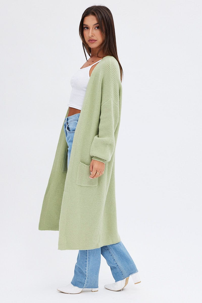 Green Longline Cardigan for Ally Fashion