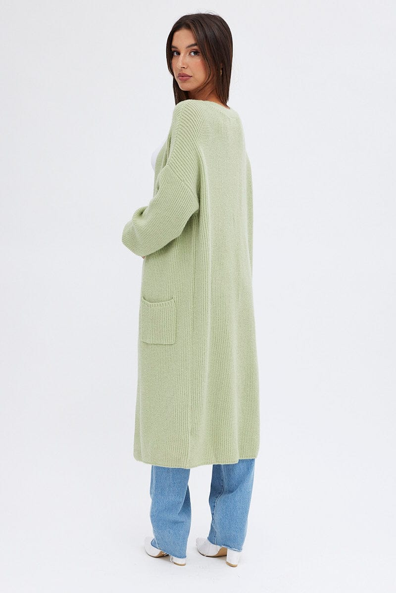 Green Longline Cardigan for Ally Fashion