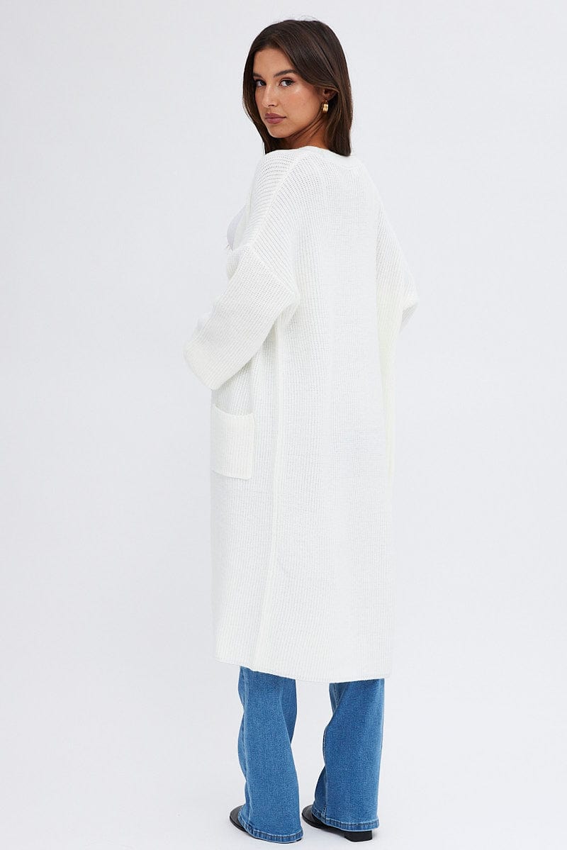 White Longline Cardigan for Ally Fashion